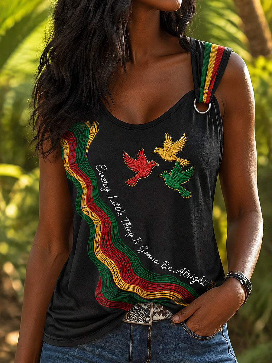 Women's Retro Reggae Print Sleeveless Tank Top