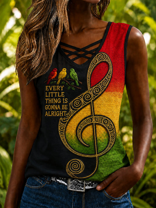 Women's Retro Reggae Print Sleeveless Tank Top