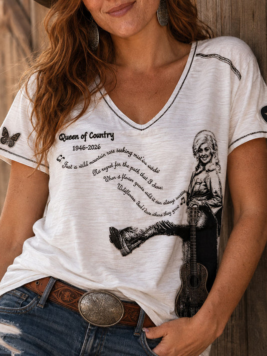 Women's Rip Country Music Lover of Country Printed T-shirt