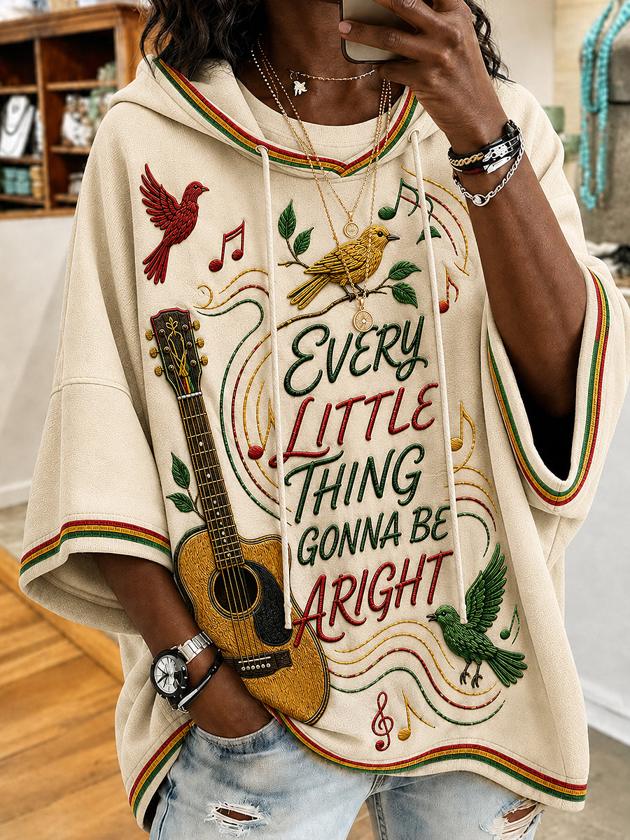 Women's Reggae  Printed Round-Neck Three-Quarter Sleeve Sweatshirt