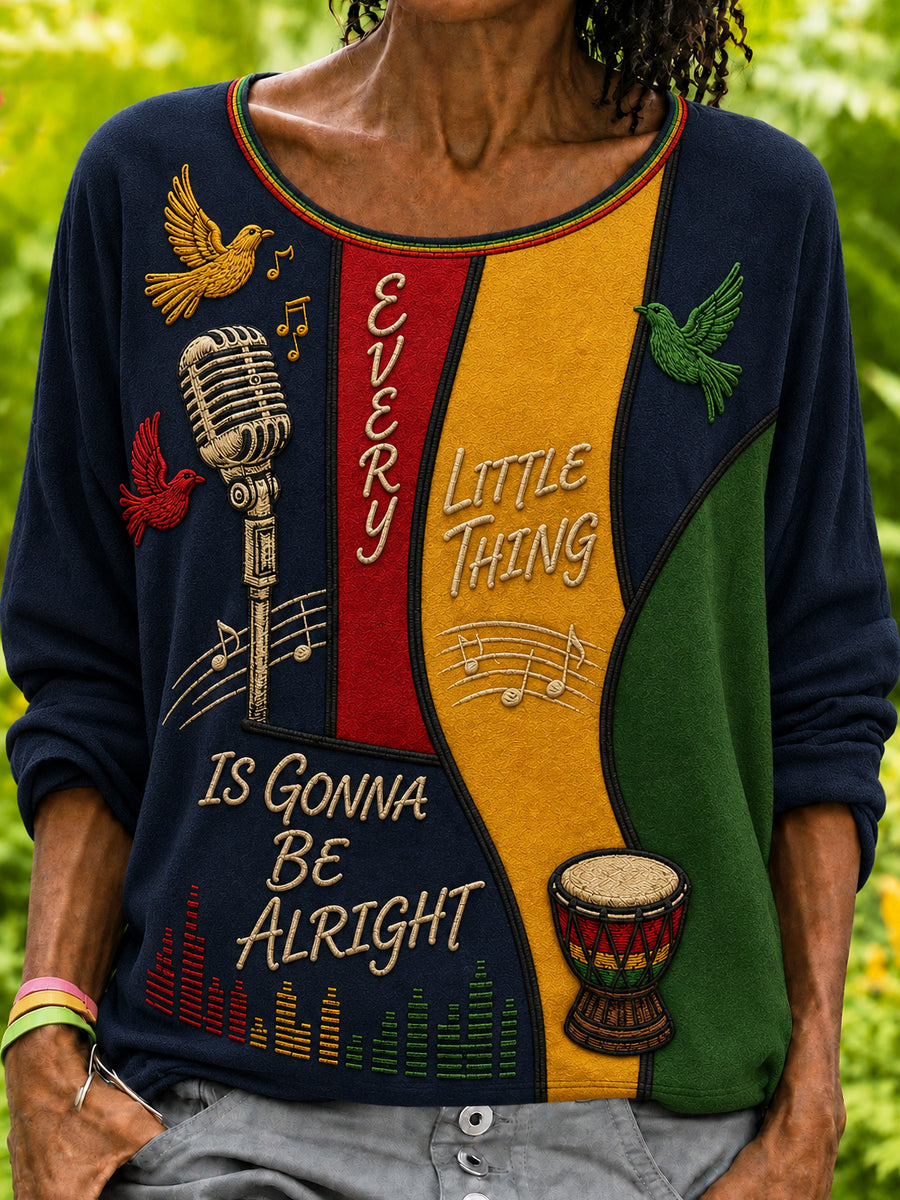 Women's Reggae Art Printed Long Sleeve T-shirt