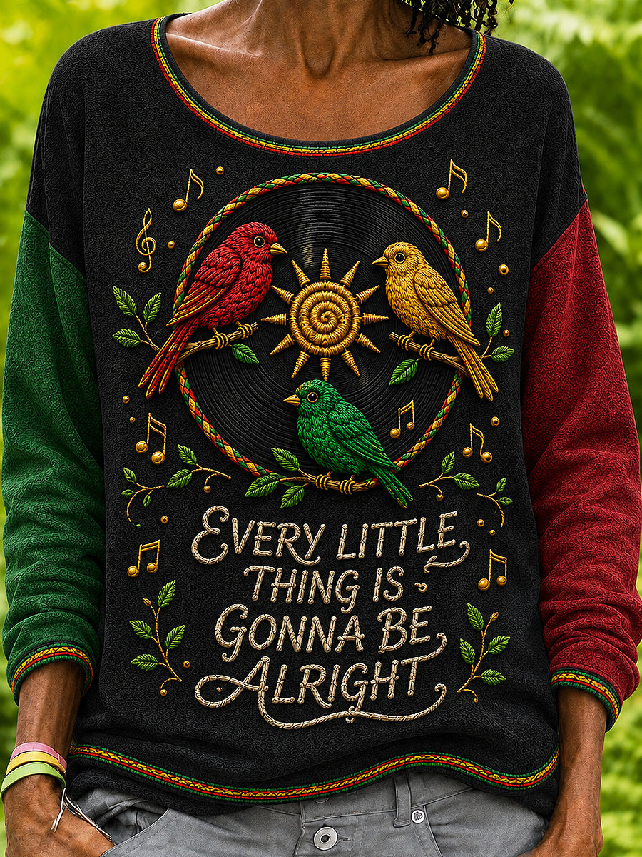 Women's Reggae Printed Round-Neck Long-Sleeved Sweatshirt
