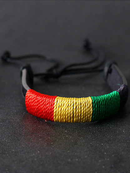 Unisex Jamaican Reggae Leather Braided Bracelet