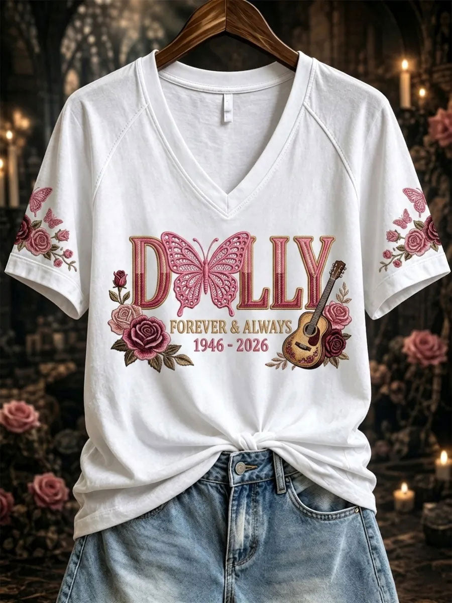 Women's Rip Country Music Queen Printed V-neck T-shirt
