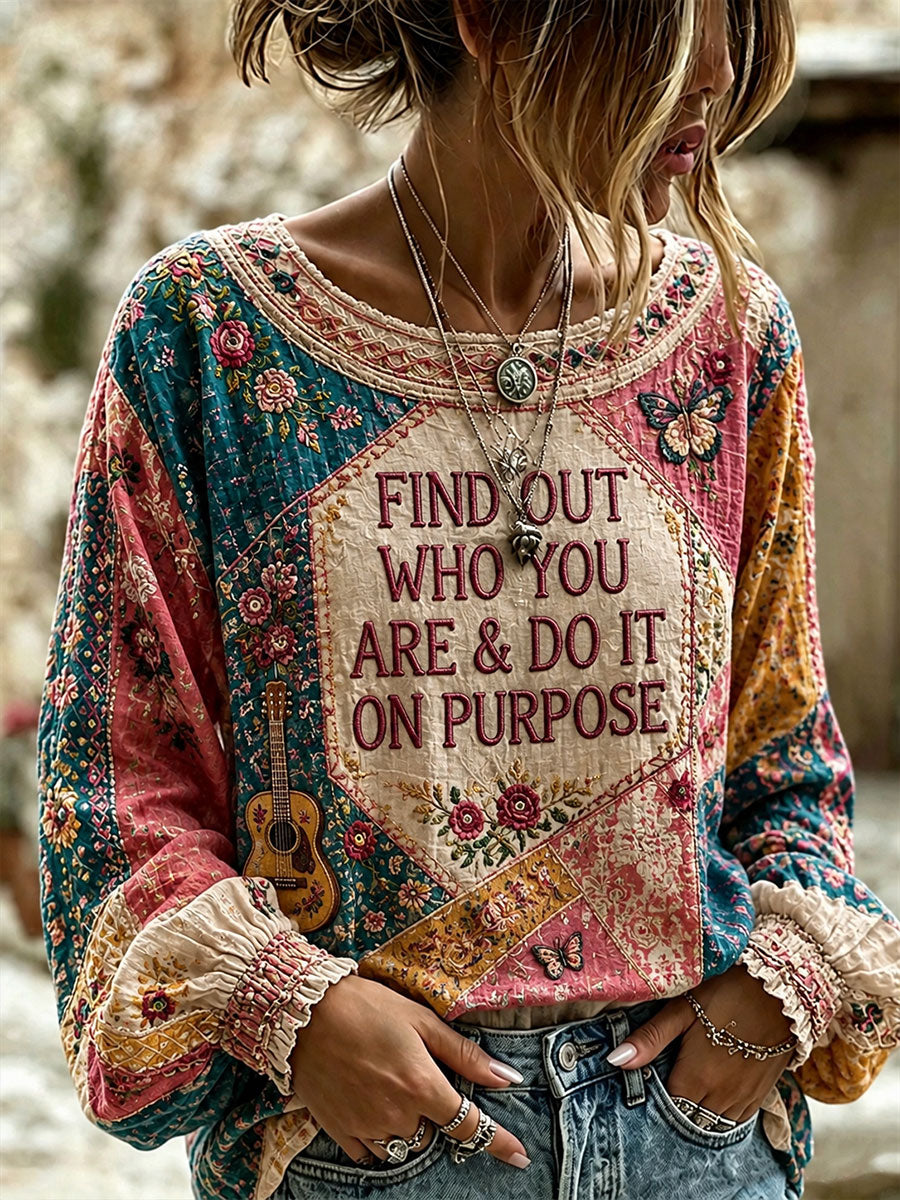 Women's FIND OUT WHO YOU ARE AND DO IT ON PURPOSE Cotton-Linen Shirt