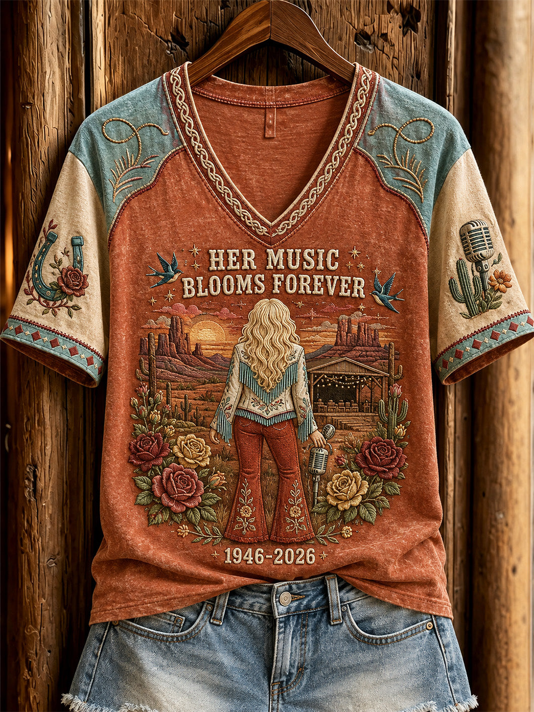 Women's Country Music Legend Tribute Casual Memorial Short Sleeve T-Shirt