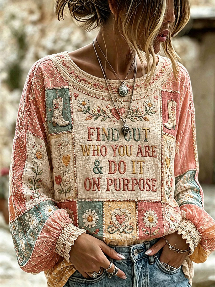 Women's FIND OUT WHO YOU ARE AND DO IT ON PURPOSE Cotton-Linen Shirt
