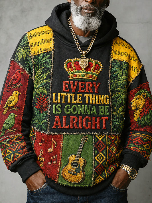 Men's Reggae Printed Long Sleeved Hooded Sweatshirt