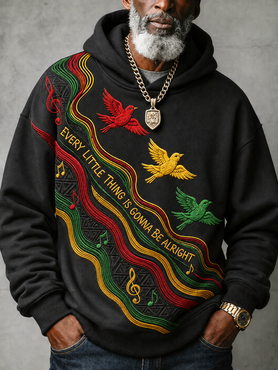 Men's Reggae Printed Long Sleeved Hooded Sweatshirt