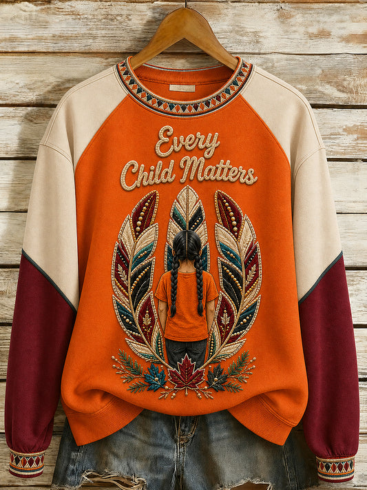 Women's Every Child Matter Printed Round-Neck Long-Sleeved Sweatshirt