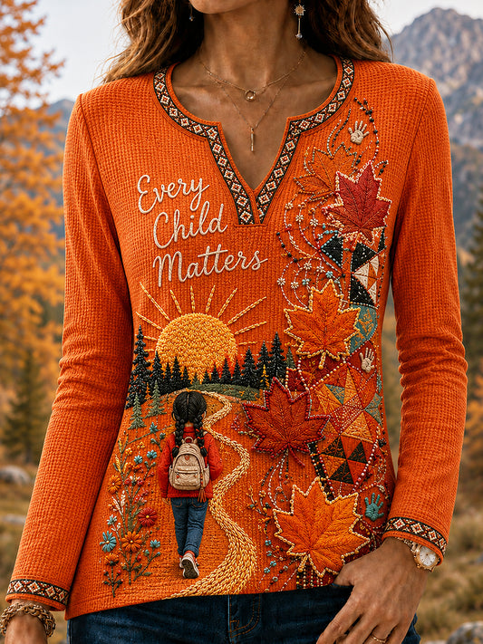 Women's Every Child Matter Art Printed Long Sleeve T-shirt