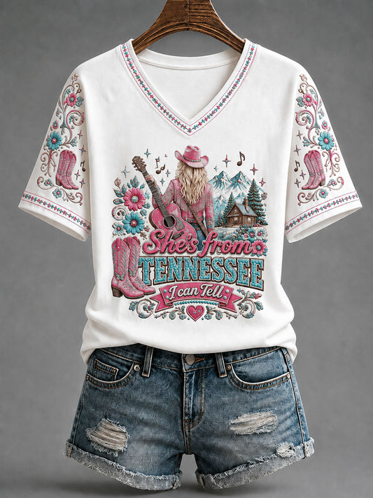Women's 'She's From Tennessee I Can Tell' Printed Casual T-Shirt