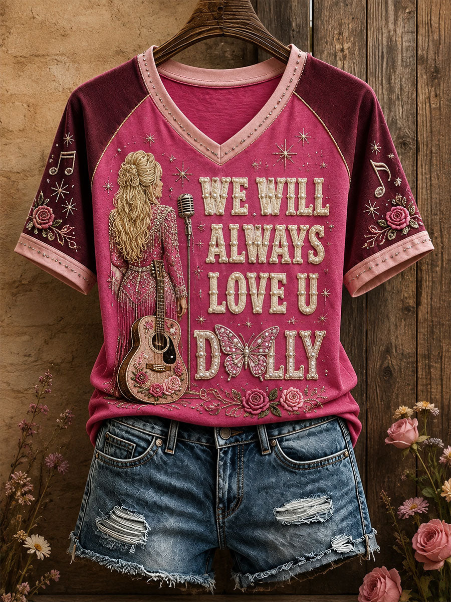 Women's Country Music Lover We Will Always Love U Printed T-shirt