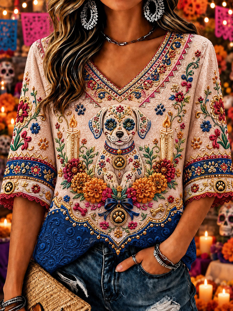 Women’s Day of the Dead Printed Casual T-Shirt