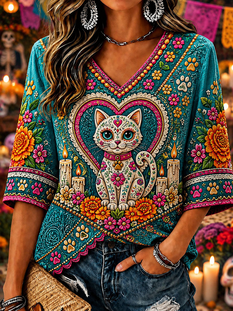 Women’s Day of the Dead Printed Casual T-Shirt