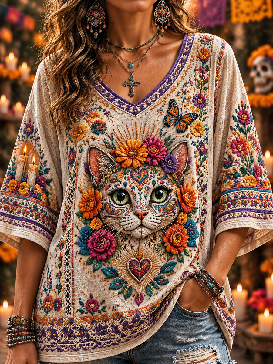 Women’s Day of the Dead Printed Casual T-Shirt