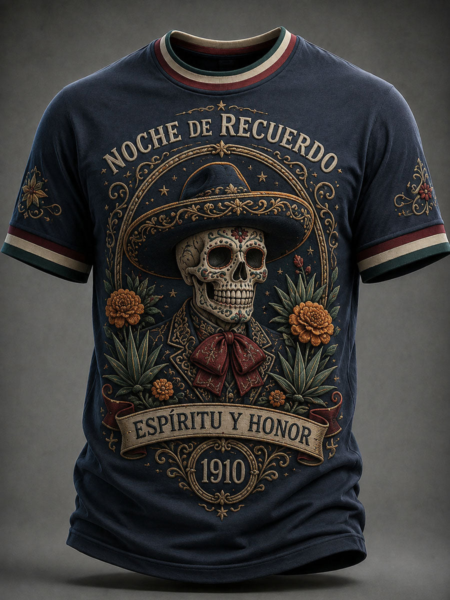 Men’s Día de los Muertos Printed Casual T-Shirt