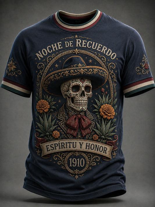 Men’s Día de los Muertos Printed Casual T-Shirt