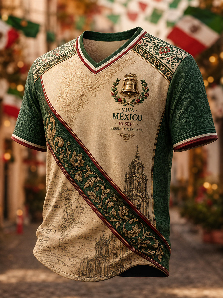 Men's Mexican Independence Day  V-neck T-shirt
