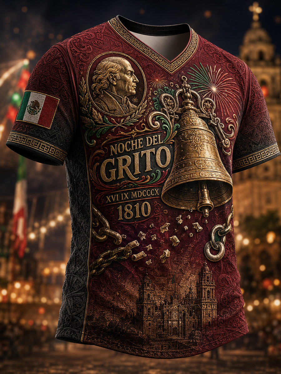Men's Mexican Independence Day V-neck T-shirt