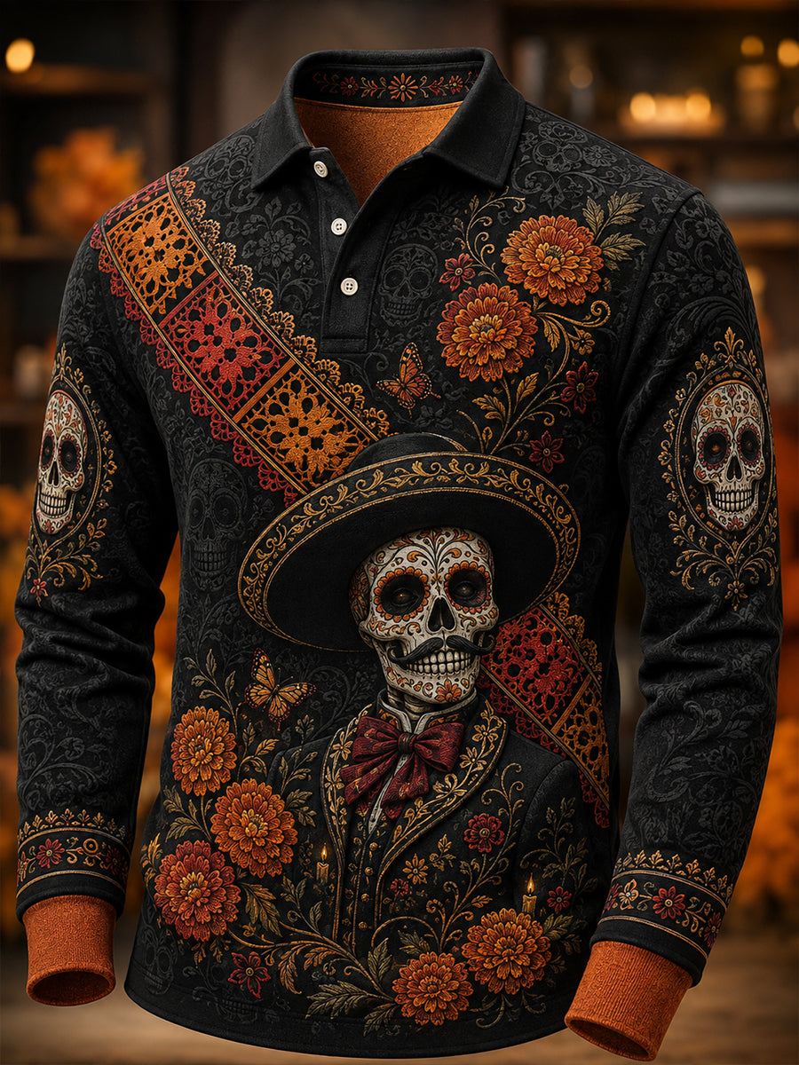 Men's Mexico's Day Of The Dead Long Sleeve Shirt