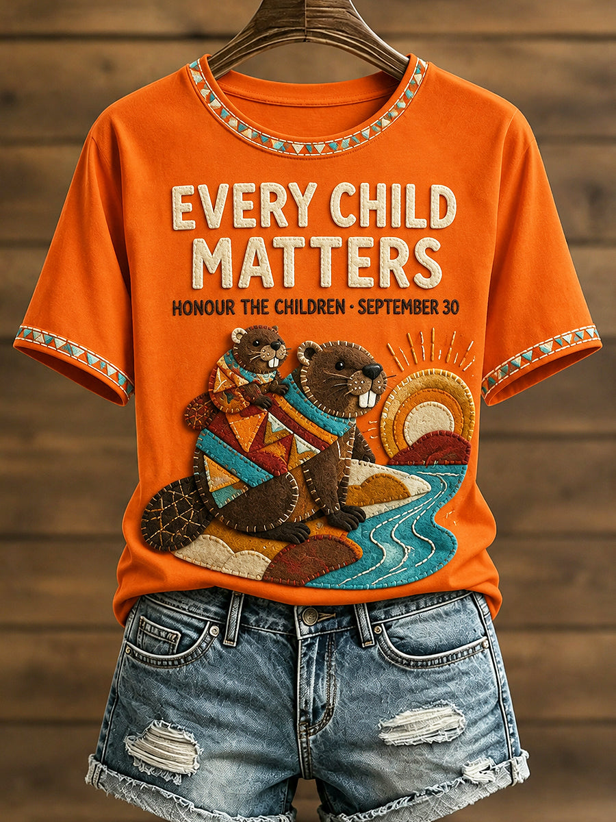 Women's Every Child Matters Printed Vintage Fashion Loose Short Sleeve T-Shirt
