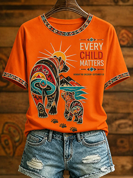 Women's Every Child Matters Printed Vintage Fashion Loose Short Sleeve T-Shirt