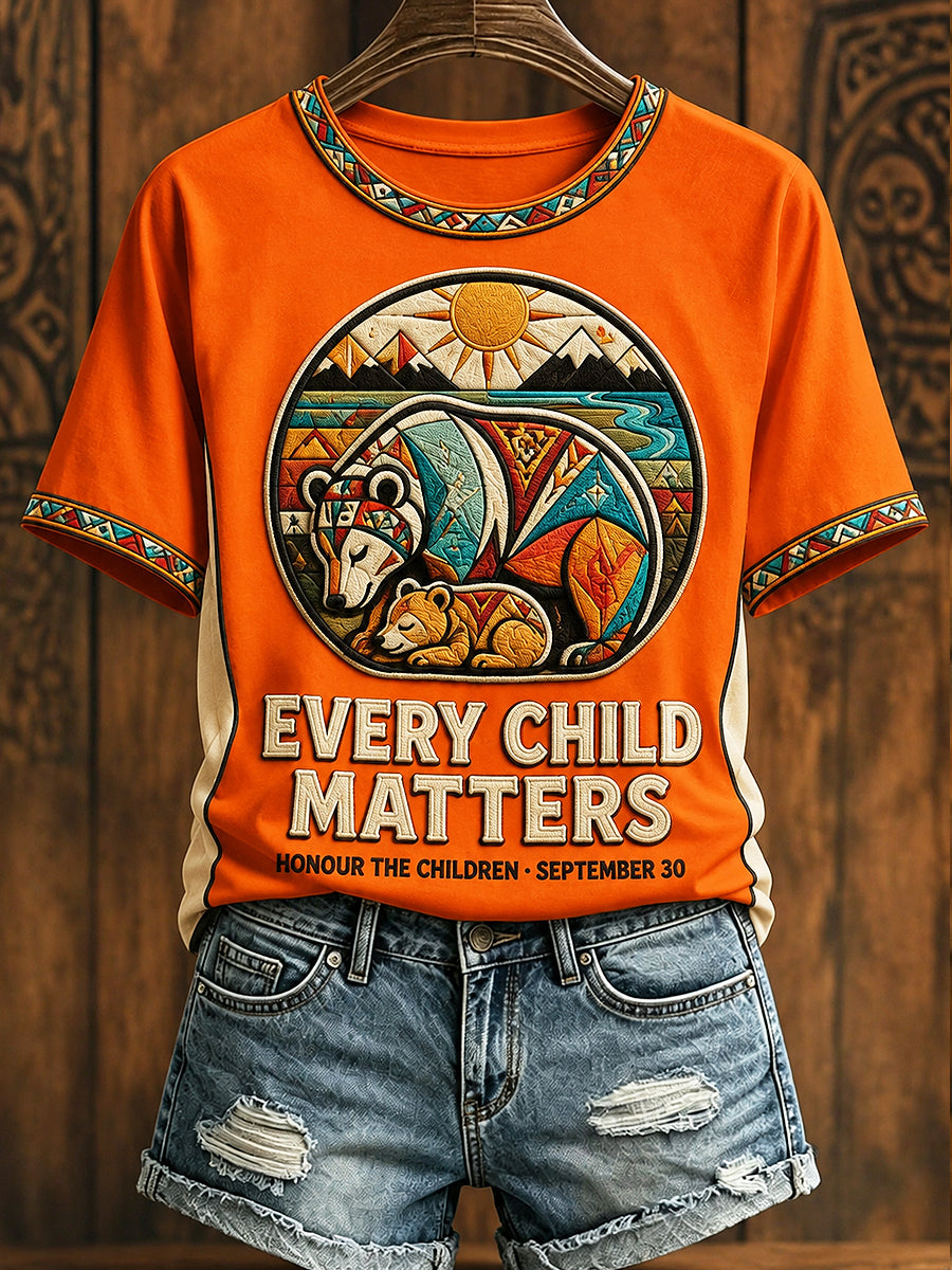 Women's Every Child Matters Printed Vintage Fashion Loose Short Sleeve T-Shirt