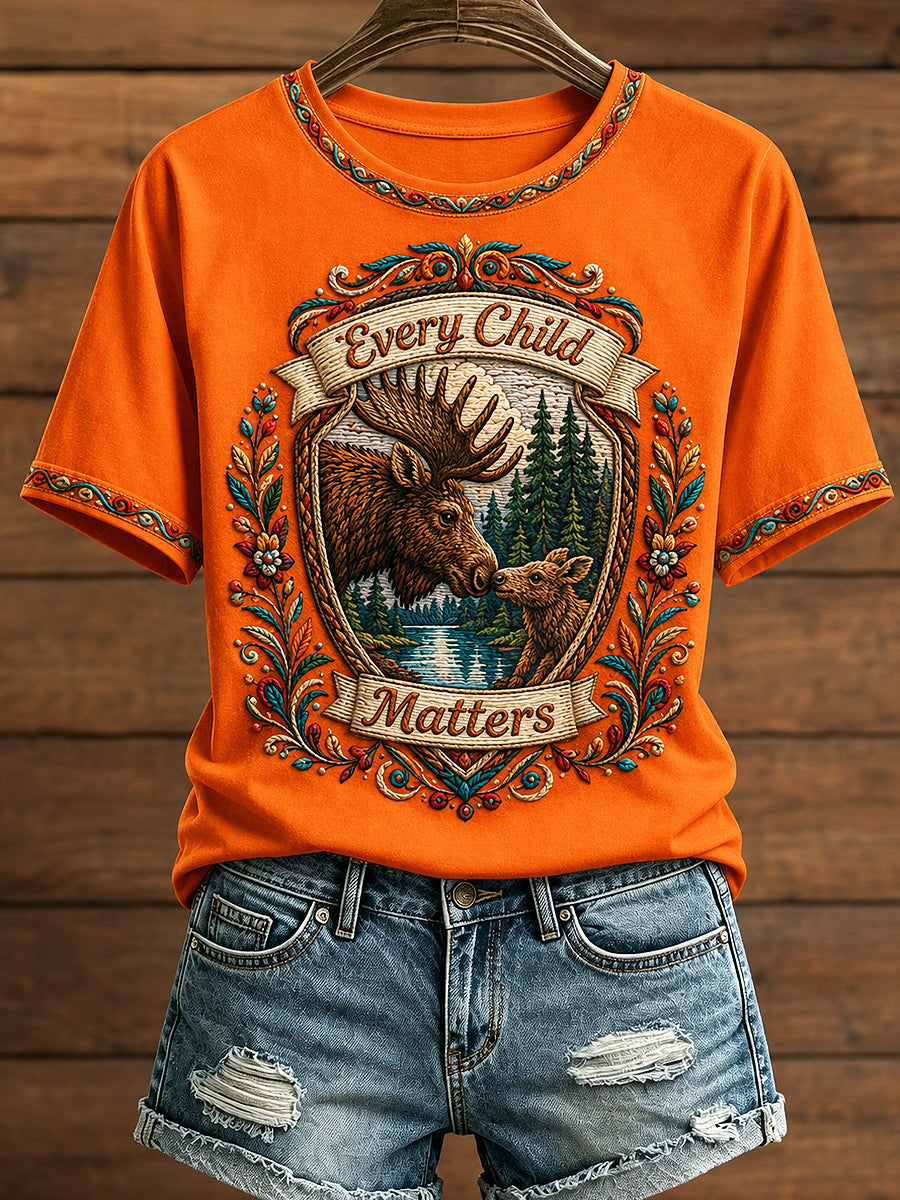 Women's Every Child Matters Printed Vintage Fashion Loose Short Sleeve T-Shirt
