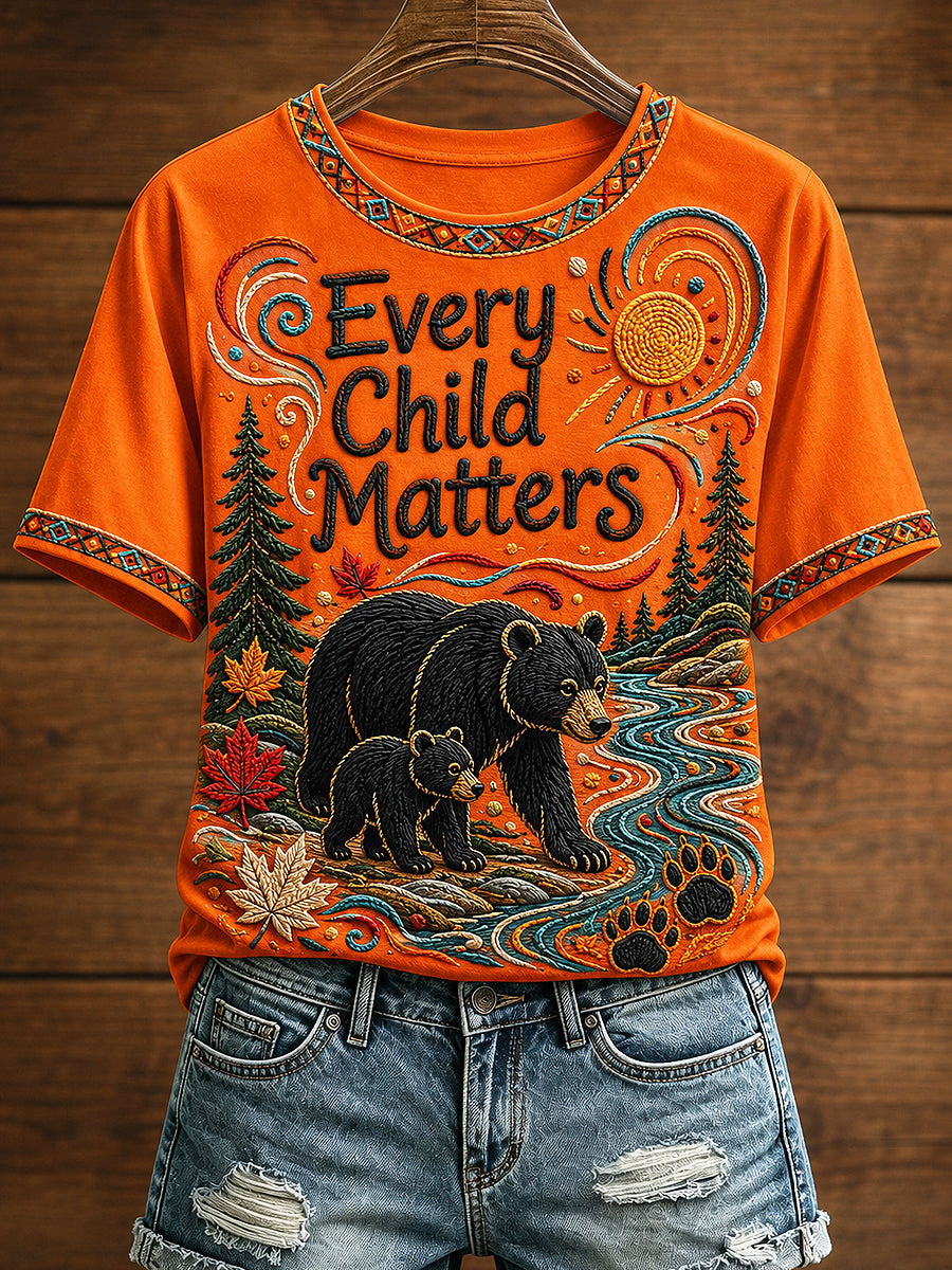 Women's Every Child Matters Printed Vintage Fashion Loose Short Sleeve T-Shirt