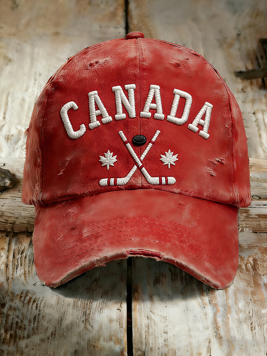 Retro Canadian Hockey Casual Baseball Cap