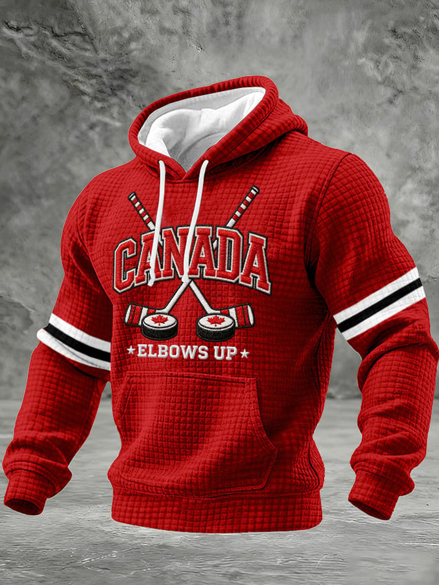 Men's Vintage Canada Hockey Printed Casual Top