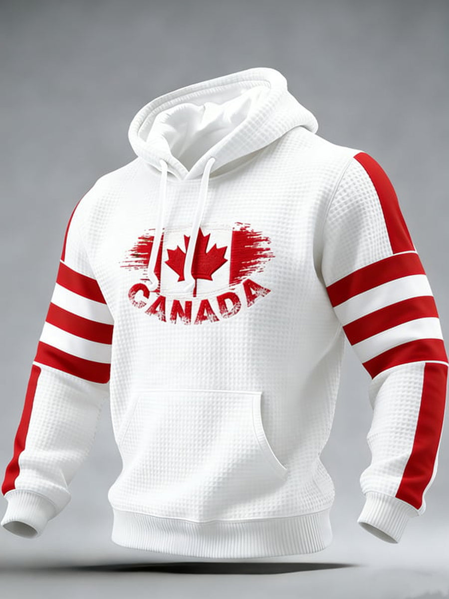 Men's Vintage Canadian Ice Hockey Print Hoodie
