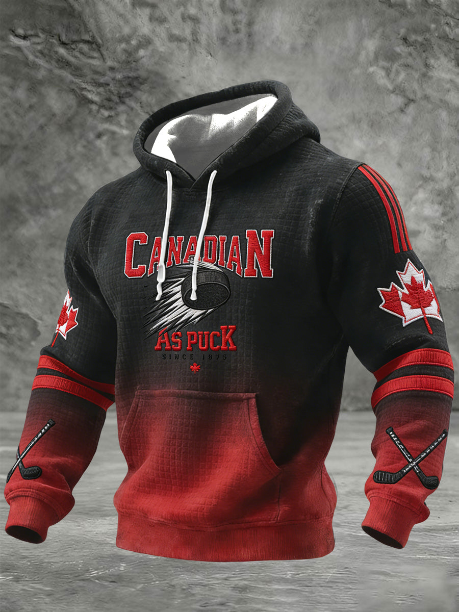 Men's Vintage Canadian Hockey Gradient Casual Hoodie