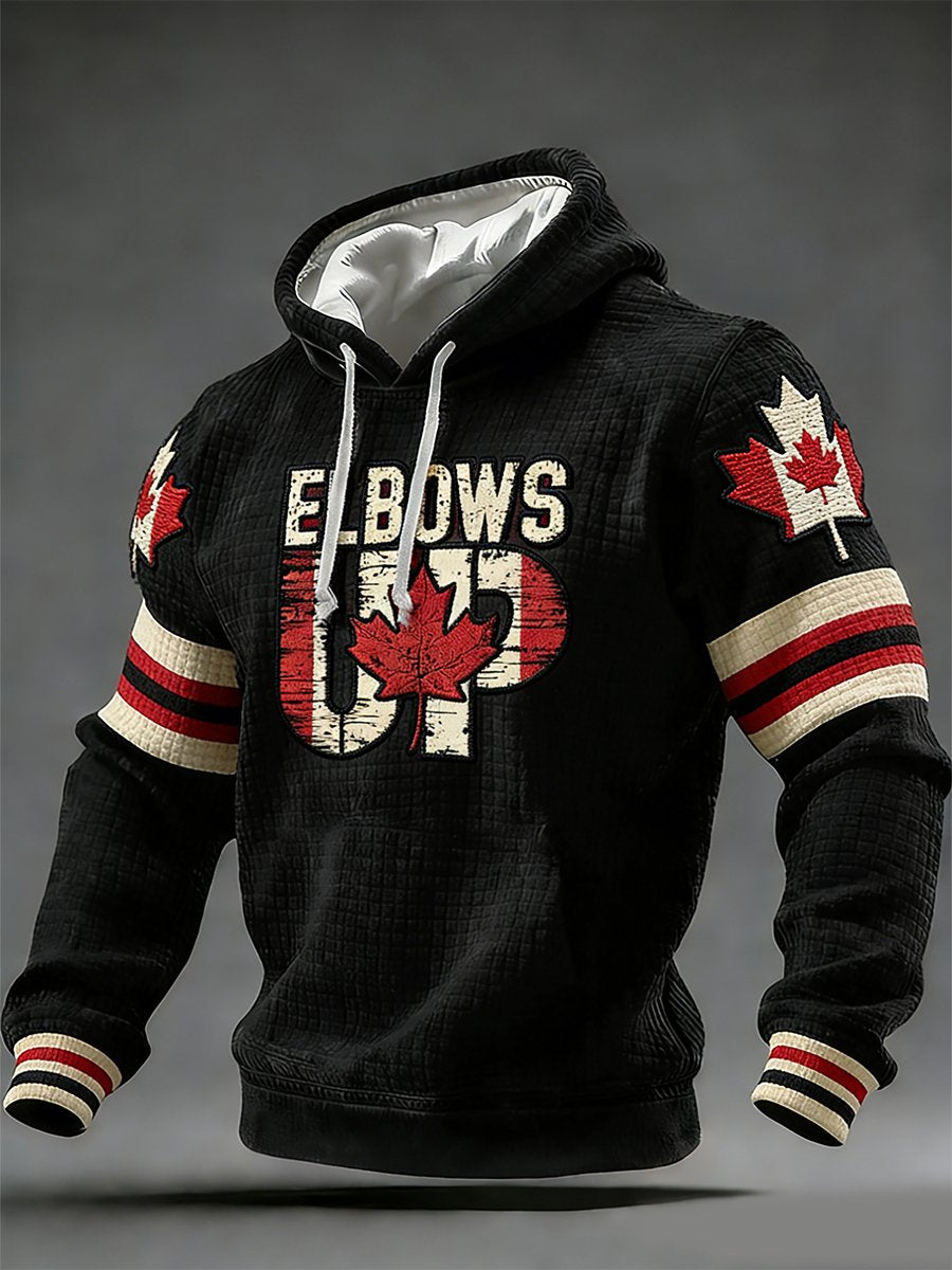 Men's Vintage Canada Elbows Up Print Hoodie