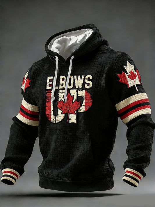 Men's Vintage Canada Elbows Up Print Hoodie