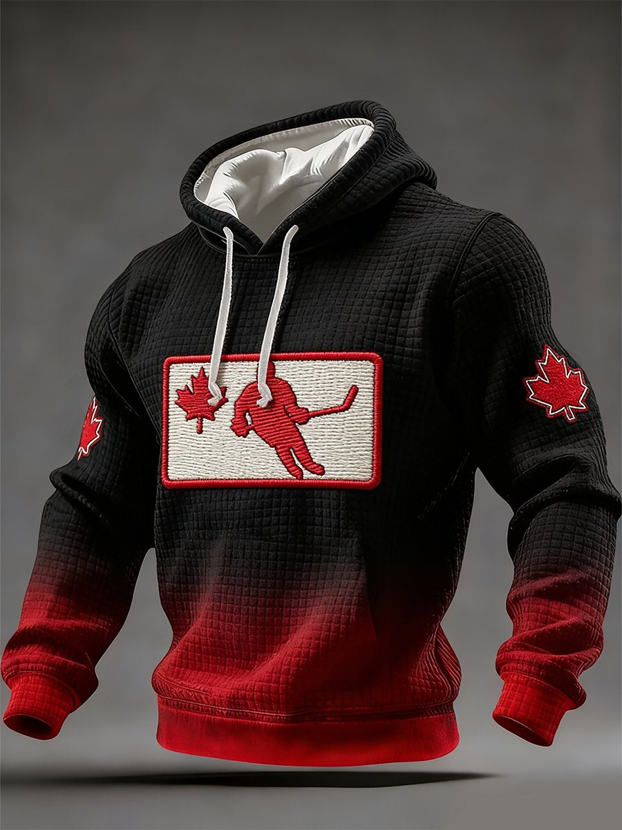 Men's Retro Canadian Ice Hockey Gradient Hoodie