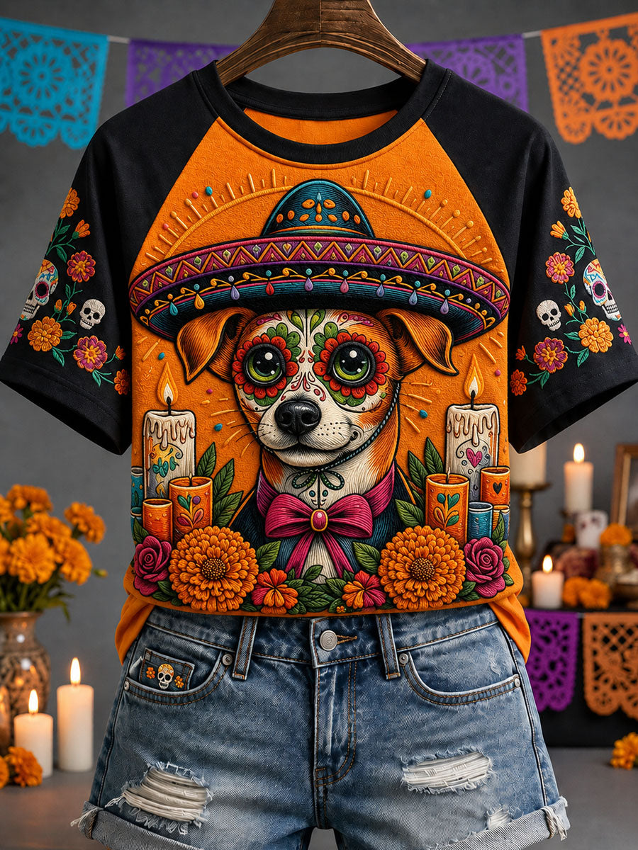 Women's Day of the Dead Print Casual T-Shirt