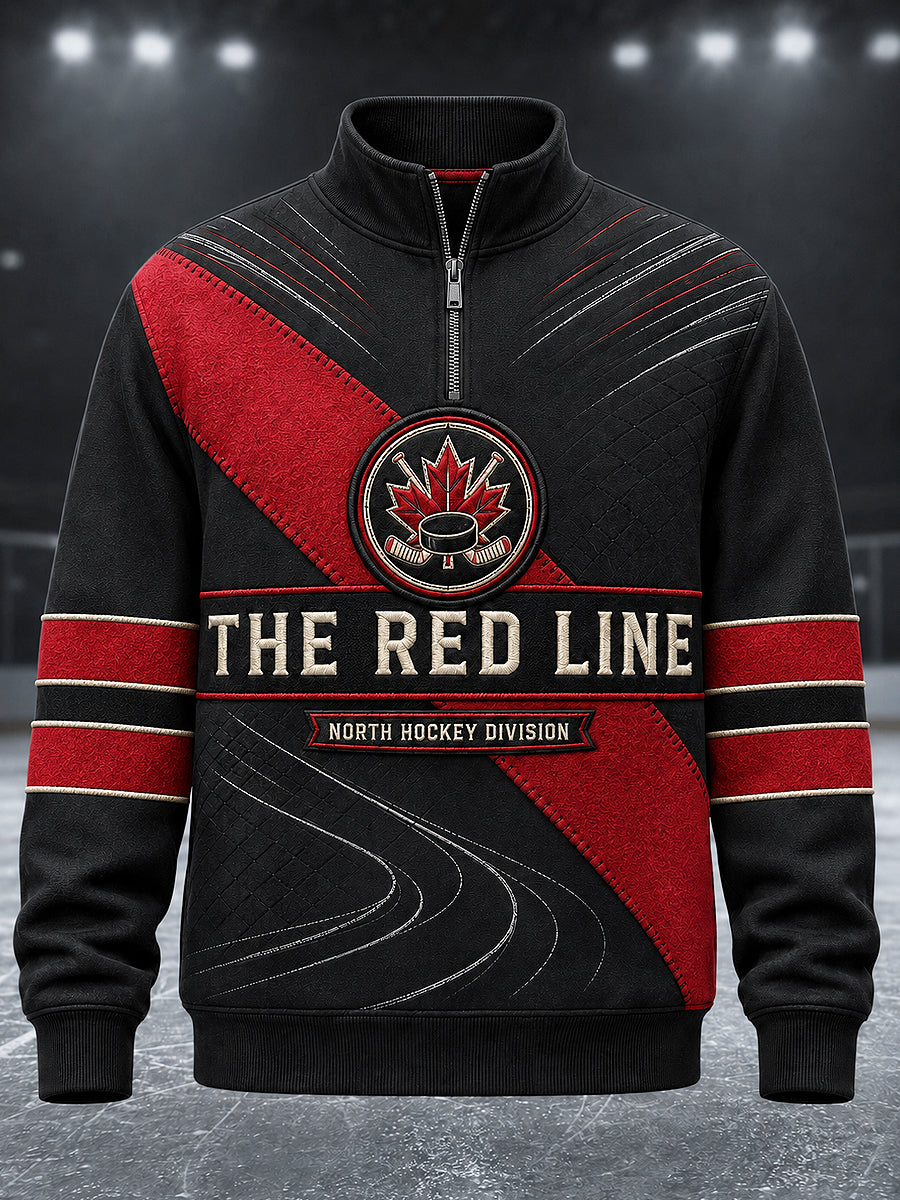 Men's Canadian Ice Hockey Printed Casual Zipper Sweatshirt