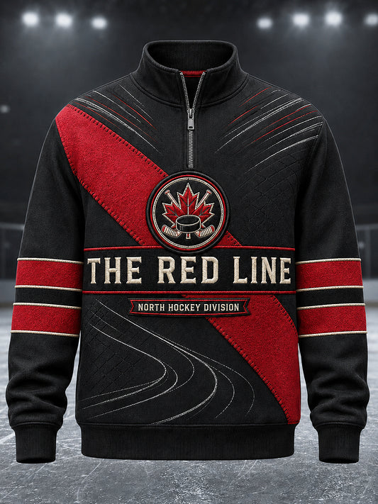 Men's Canadian Ice Hockey Printed Casual Zipper Sweatshirt