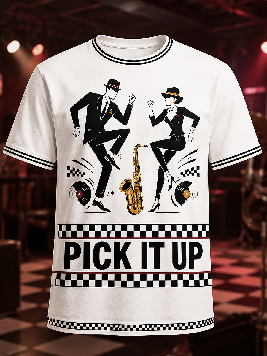 Men's Ska Music Printed Vintage Fashion Loose Short Sleeve T-Shirt