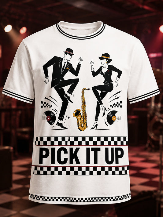 Men's Ska Music Printed Vintage Fashion Loose Short Sleeve T-Shirt
