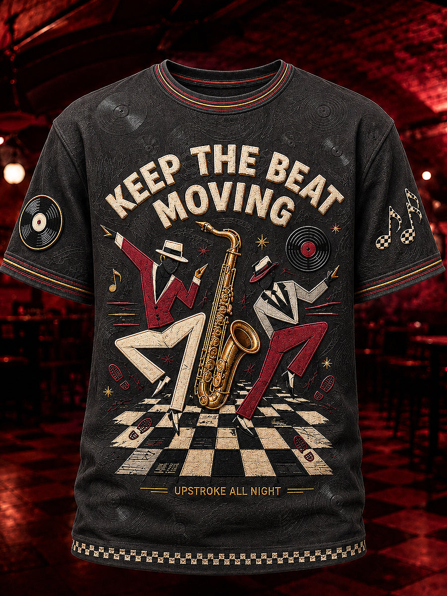 Men's Ska MusicPrinted Vintage Fashion Loose Short Sleeve T-Shirt