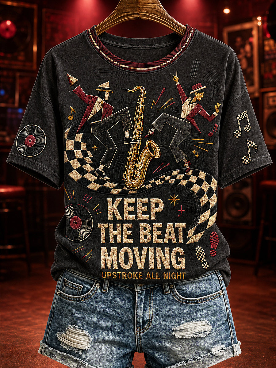 Women's Ska Music Printed Vintage Fashion Loose Short Sleeve T-Shirt