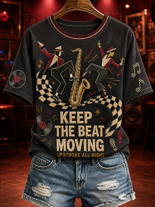 Women's Ska Music Printed Vintage Fashion Loose Short Sleeve T-Shirt