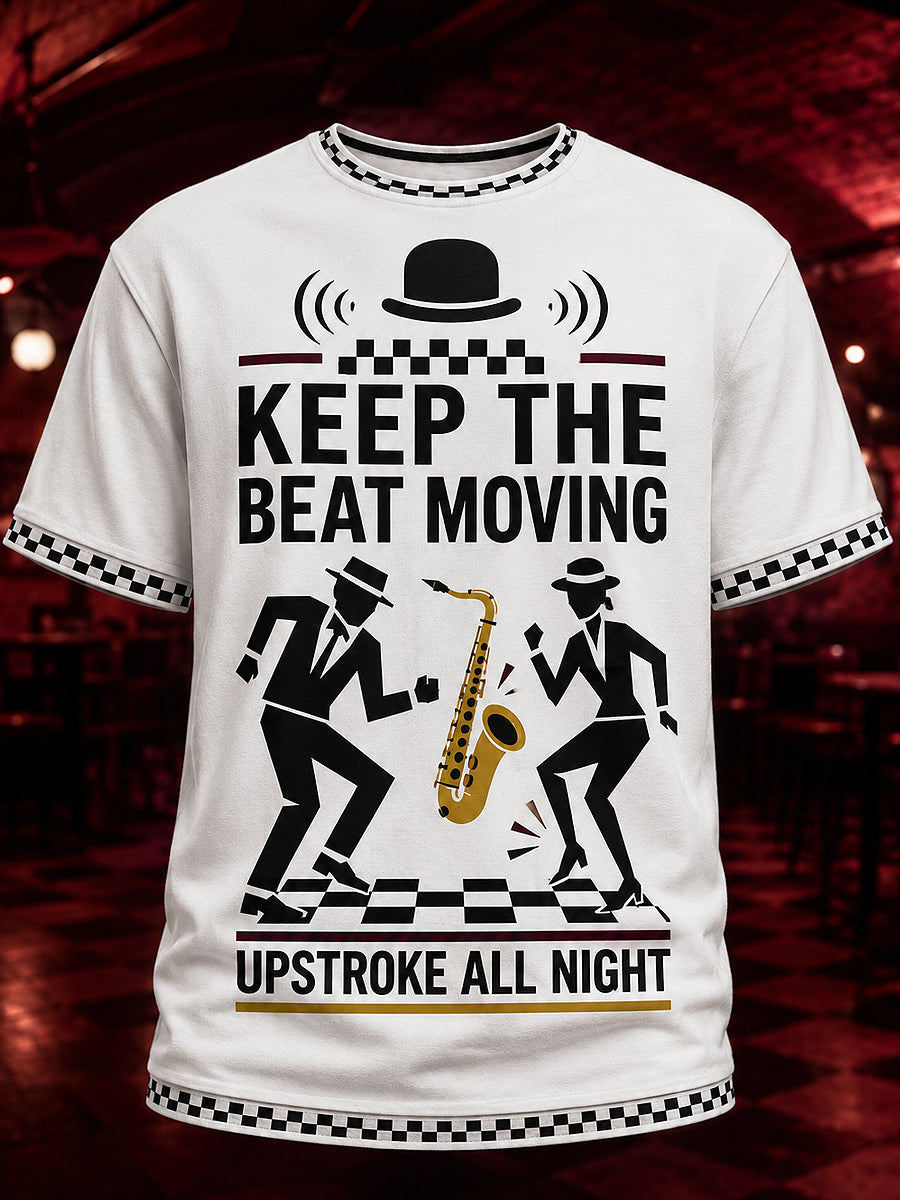 Men's Ska Music Printed Vintage Fashion Loose Short Sleeve T-Shirt
