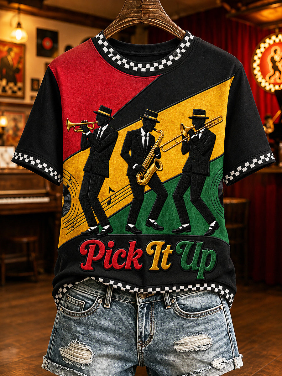 Women's Ska Music Printed Vintage Fashion Loose Short Sleeve T-Shirt