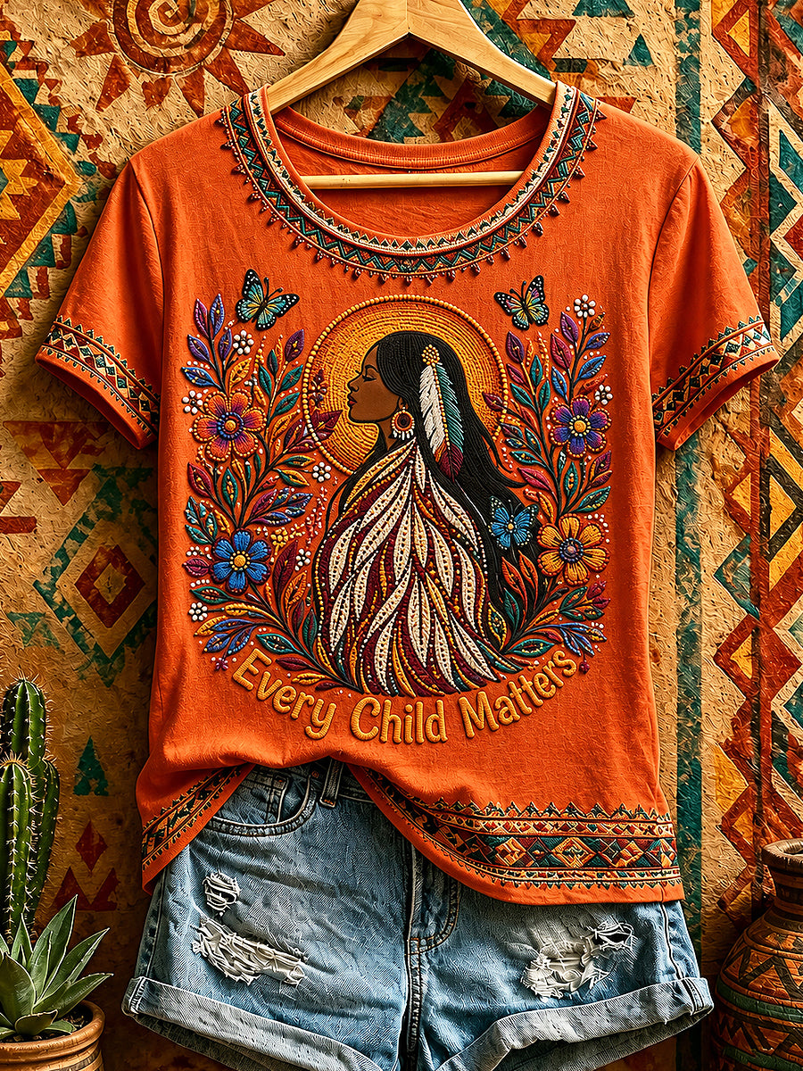 Women's Every Child Matters Printed Vintage Fashion Loose Short Sleeve T-Shirt