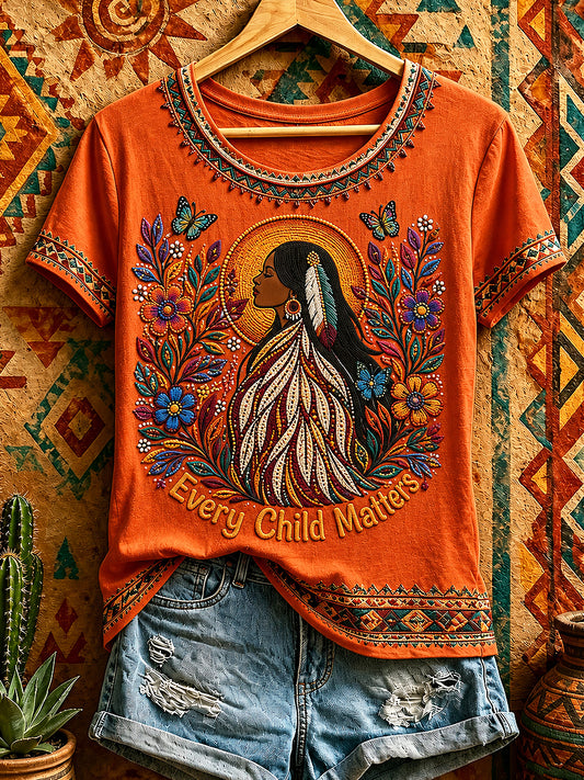 Women's Every Child Matters Printed Vintage Fashion Loose Short Sleeve T-Shirt