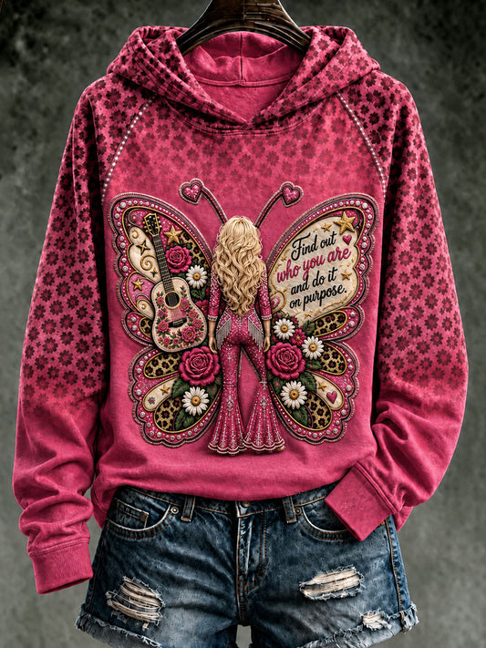 Women's Country Music Print Casual Hoodie